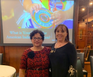 Dr. Susan Faircloth, left, served as the guest lecture sponsored by the First Americans’ Educational Leadership program. She is shown here with Dr. Camille Goins, FAEL project director.