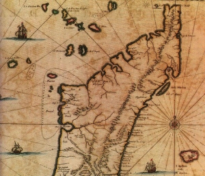 Map of Area of Operation for Pirate Thomas White (1705)