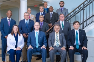 The 2021 Board of Trustees for the University of North Carolina Wilmington. Jose Sartarelli, seated center, front. Woody White, back row, third from the left.