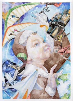 This art piece from Isabel Chang of Cary Academy was one of three international winners from North Carolina in the 2021 Aviation Art Contest.