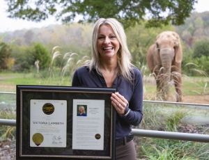 North Carolina Zoo’s Volunteer Coordinator Victoria “Toy” Lambeth awarded the Governor’s Award for Excellence.