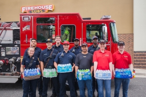 Firehouse Subs will be collected bottled water for first responders Saturday.
