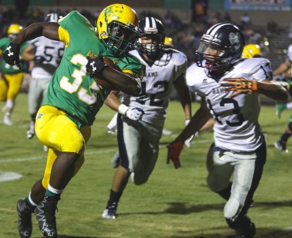 Sophomore running back Jaheim Covington scored a season-high three touchdowns on 10 carries in Friday&#039;s 56-34 win over Purnell Swett High School.