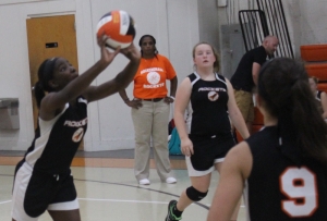 Rockingham Middle School&#039;s Allyiah Swiney in action in Thursdays victory over Ellerbe Middle School.