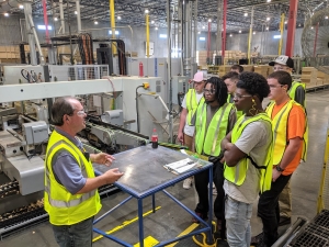 Richmond Community College students get a first-hand look of the operations of American Woodmark during a recent tour of the Hamlet plant.
