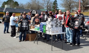 Members of several motorcycle and riding clubs gave out food to the Richmond County homeless population Sunday.