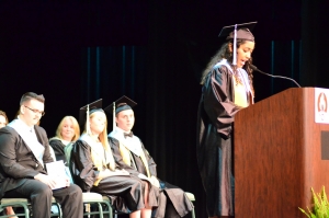 Valedictorian Alison Juarez  Padron tells about her struggles as a DACA student during Friday night&#039;s graduation.