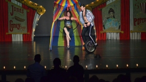 Neil Robinette enters the stage on a unicycle for he and wife Catherine&#039;s Michael Jackson-inspired routine at the fourth annual Richmond County Hospice Dancing with the Stars on Saturday. The Robinettes won the People&#039;s Choice Award. See the Richmond Observer&#039;s Facebook page for more photos from the event.