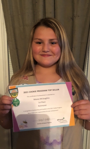 Masey Mclaughlin is the Richmond County top seller for the 2021 Girl Scout Cookie Program.