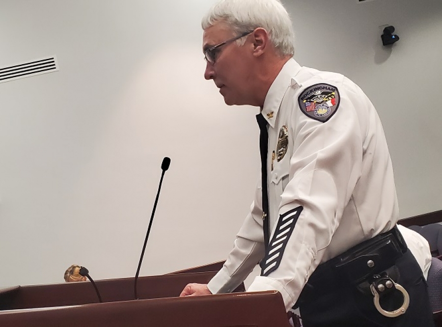 Rockingham Police Chief Billy Kelly gives an overview of the department&#039;s annual report Tuesday to the City Council.