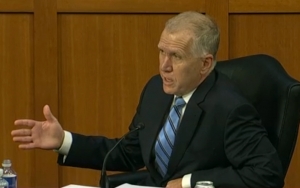 Sen. Thom Tillis speaks during a U.S. Senate committee hearing.