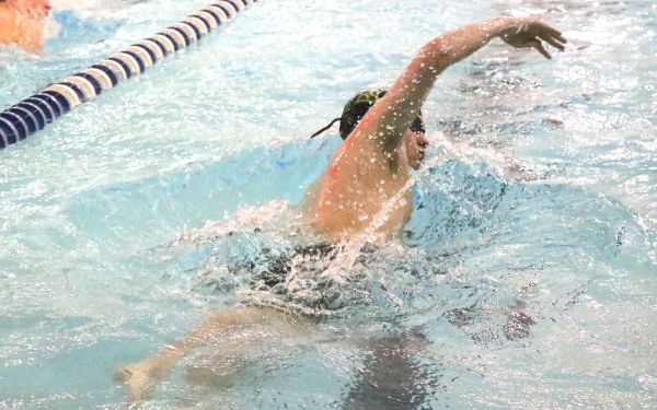 Senior Wil Mabe makes the final turn in his 200-yard individual freestyle race.