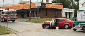 Photo of hit-and-run accident at Leak and S. Hancock Streets in Rockingham Monday evening.