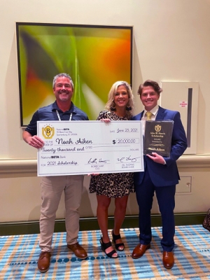 Richmond Senior High School graduate and former Richmond Community College dual enrollment student Noah Aiken was recognized at the National Beta Club Convention in Orlando, Florida, on Friday for winning the top Beta Club scholarship. His mother, Jenny Mabe, and stepfather, Scotty Mabe, attended the convention with him. 