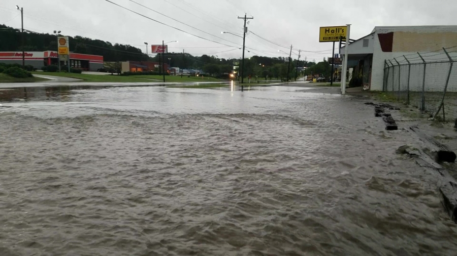 Several businesses in Rockingham sit flooded following Hurricane Florence in 2018.