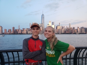 Evan and Emy Cooley stand for a picture with the New York City skyline in the background. The Richmond Senior High School twins have made the most of their dual enrollment classes at Richmond Community College.