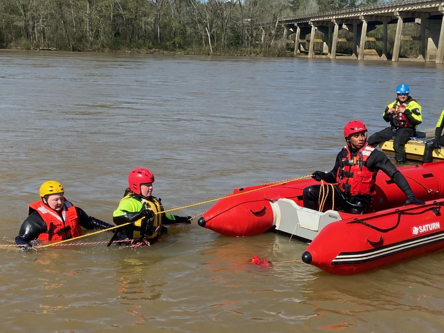 First responders take a water rescue certification course at the Pee Dee River.