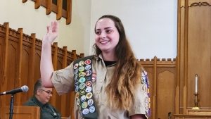 Lexie Wyke becomes the county and district&#039;s first female Eagle Scout during a ceremony Sunday.